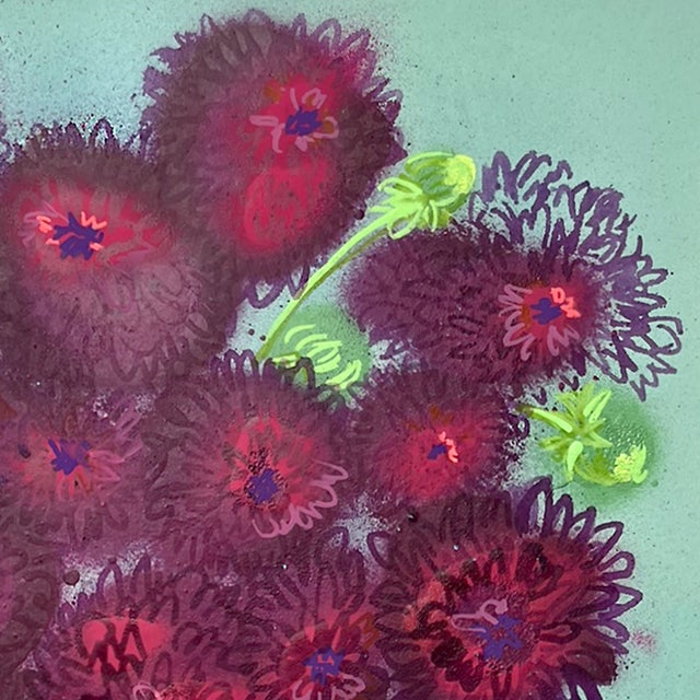 Mid-Century Modern Dahlia Flowers No. 1 Abstract Expressionist Floral Painting Susan Havens For Sale - Image 3 of 4