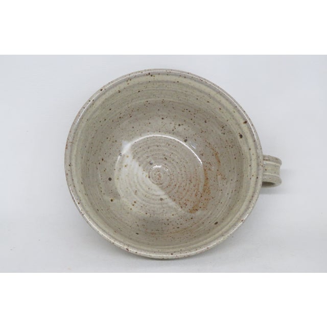 Beige Pulick Mid Century Modern Stoneware Clay Bowl With Handle 4641b For Sale - Image 8 of 14