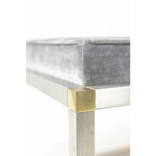 Metal Bench in Gold and Silver Metal, 1970s For Sale - Image 7 of 8