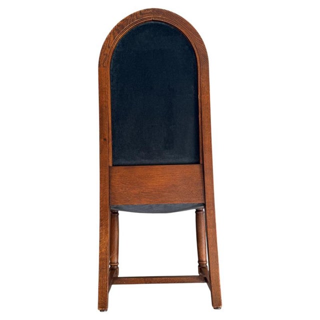 Amsterdam School Style Oak Side Chair in Green Velvet, Netherlands, 1925 For Sale - Image 9 of 9