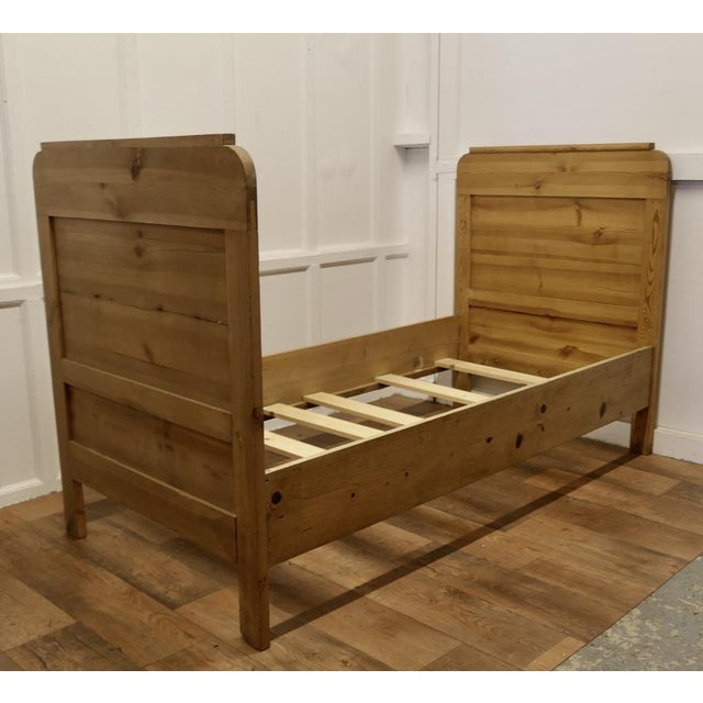French Pine Single Sleigh Bed For Sale - Image 10 of 11