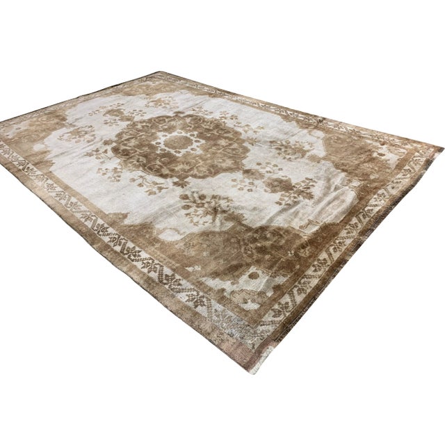 Textile Vintage Turkish Oushak Rug 6'1 X 10'5 For Sale - Image 7 of 8