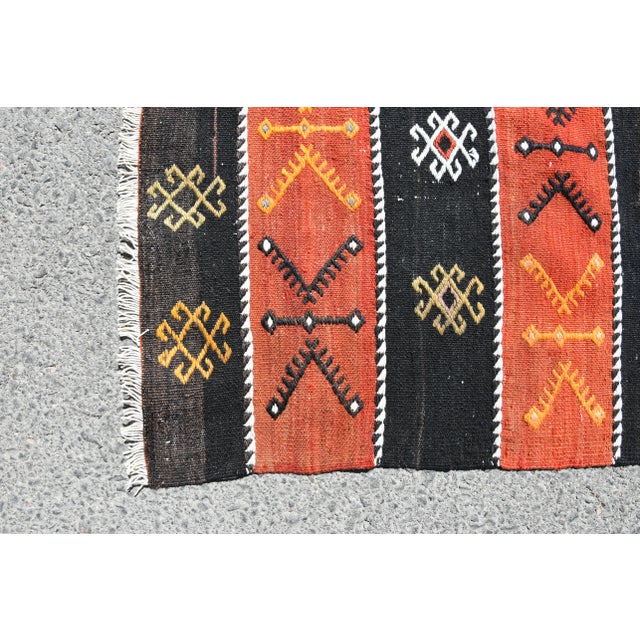 1960s Rustic Hand Knotted Striped Runner Rug For Sale - Image 10 of 11