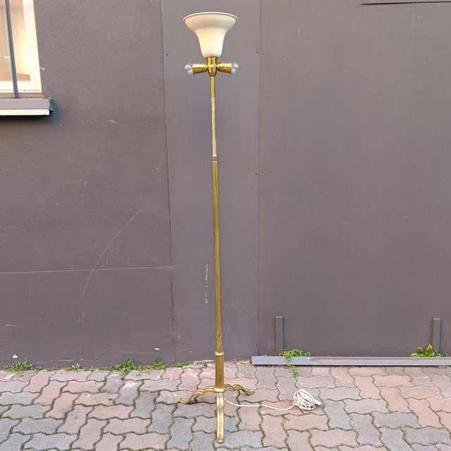 Brass Floor Lamp, 1940s, in Very Good conditions. Designed 1920 to 1949 European Plug (up to 250V).The wiring of this item...
