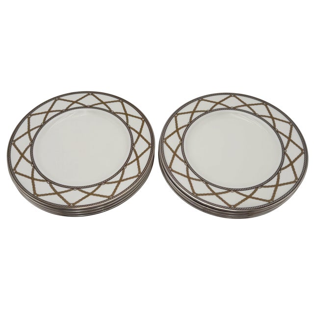 Set of 8 Lenox “Braided Elegance” Fine Bone China Dinner Plates For Sale - Image 4 of 16