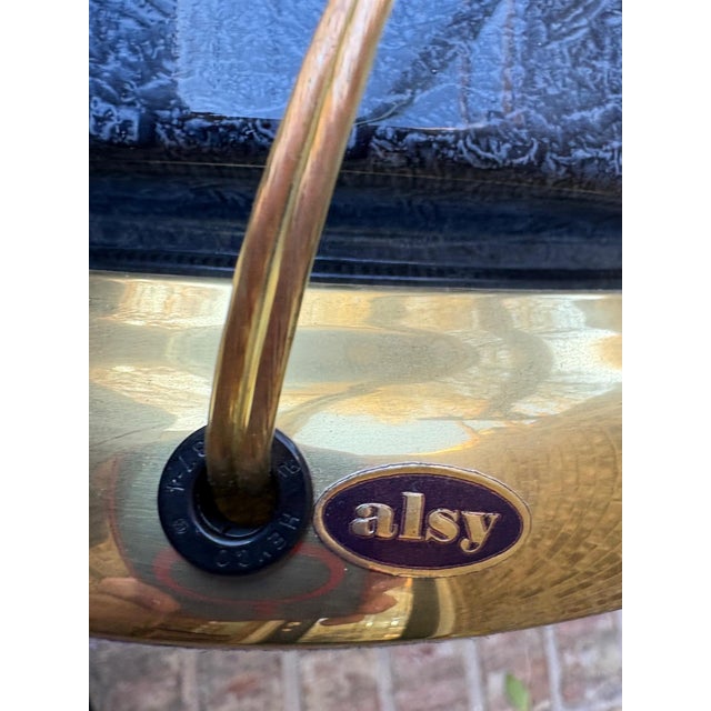 Vintage Alys Textured Blue Ceramic Table Lamp With Brass Base, 1970s Mid-Century Modern For Sale In Dallas - Image 6 of 10