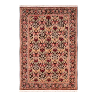 Ikat Floral 1990's Pak-Persian Black/Red Wool Rug - 6'0'' X 9'5'' For Sale