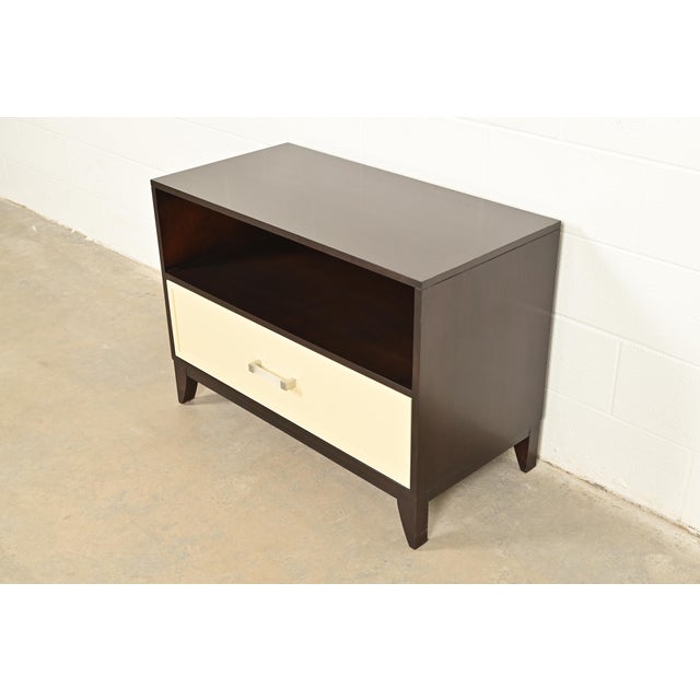 A gorgeous two-tone Modern Hollywood Regency style cabinet or oversized nightstand In the manner of Barbara Barry By...