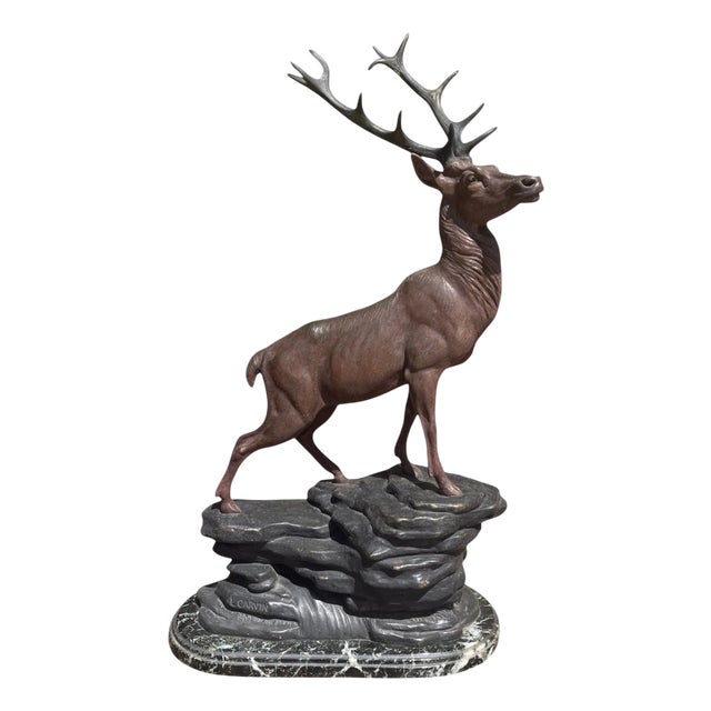 Louis Carvin, Deer, 1900s, Bronze For Sale
