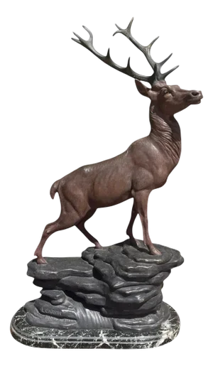 Louis Carvin, Deer, 1900s, Bronze