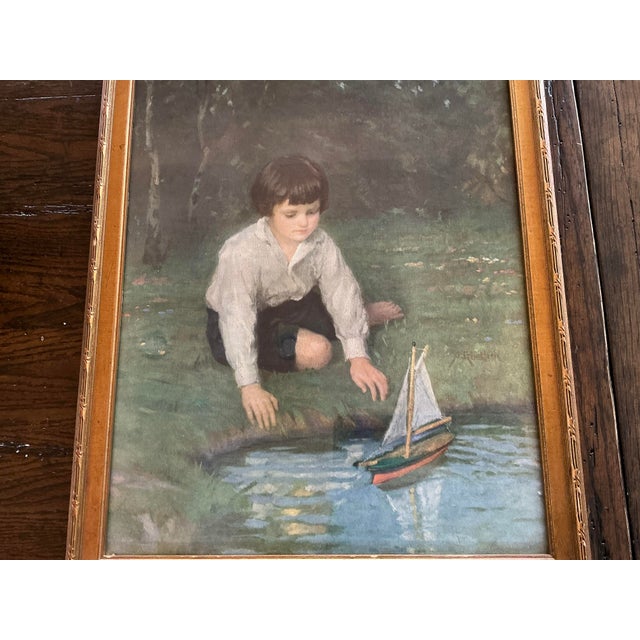 English 1930s Framed Print of the Young Mariner in Gilt Wood Frame For Sale - Image 3 of 8
