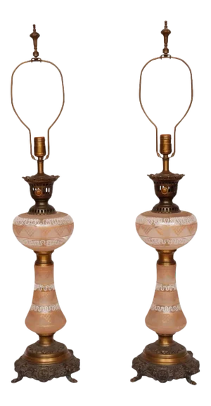 Regency Glass Table Lamps - a Pair