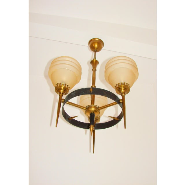 Black Mid-Century Modern Glass Chandelier, 1960s For Sale - Image 8 of 11