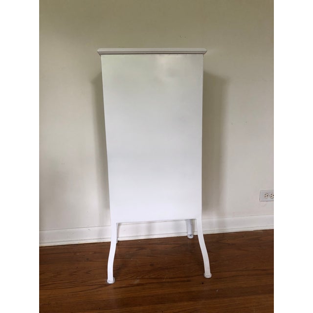 Antique Art Deco Curved Leg Steel Metal Medical Dental Pharmacy Cabinet With 3 Drawers For Sale - Image 10 of 11