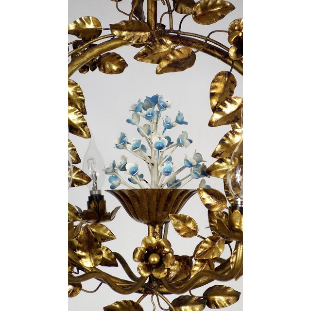 Gold-Plated Metal Flowers Wall Light, 1940s For Sale - Image 6 of 18