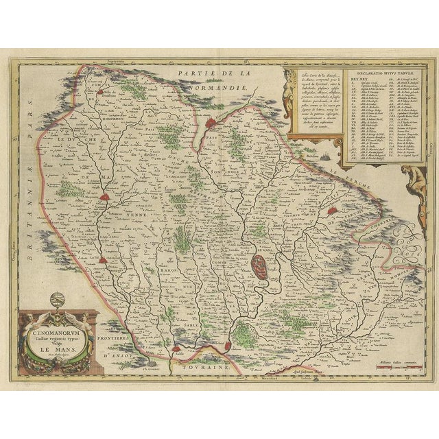 Antique Map: Cenomanorum Galliae regionis typus vulgo le Mans – Blaeu, circa 1640 This beautifully engraved and hand-...