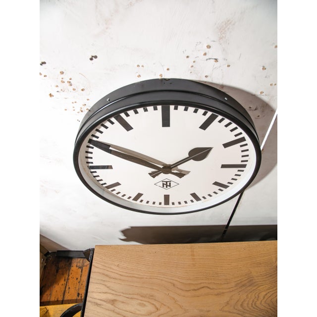 Black Large Station Wall Clock from Telenorma, Germany, 1950s For Sale - Image 8 of 15