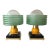 Contemporary Pair of Brass and Green Murano Glass Wave Shades Lamps, Italy For Sale
