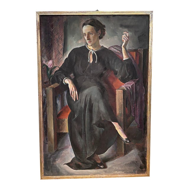 Life Size Portrait Painting of a Woman, by California Artist Ejnar Hansen 1935 For Sale