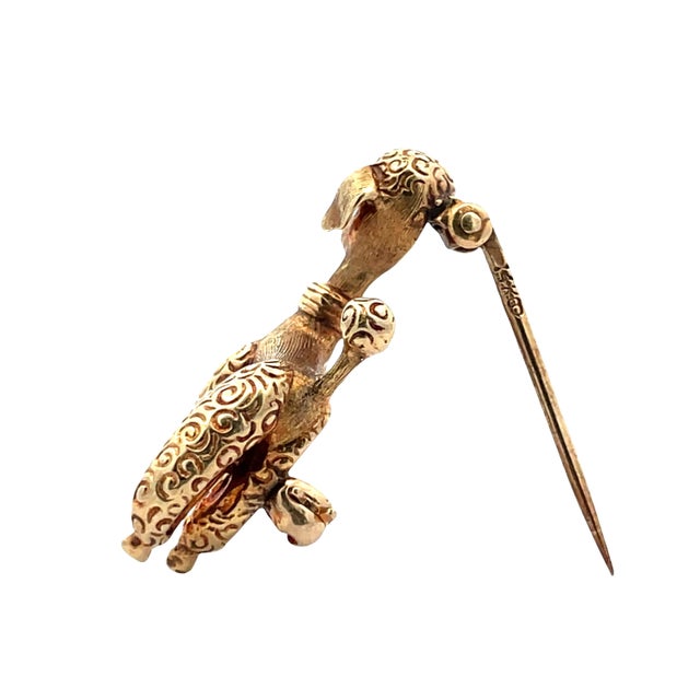 14k Yellow Gold Poodle Brooch With Ruby Eyes For Sale In New York - Image 6 of 10