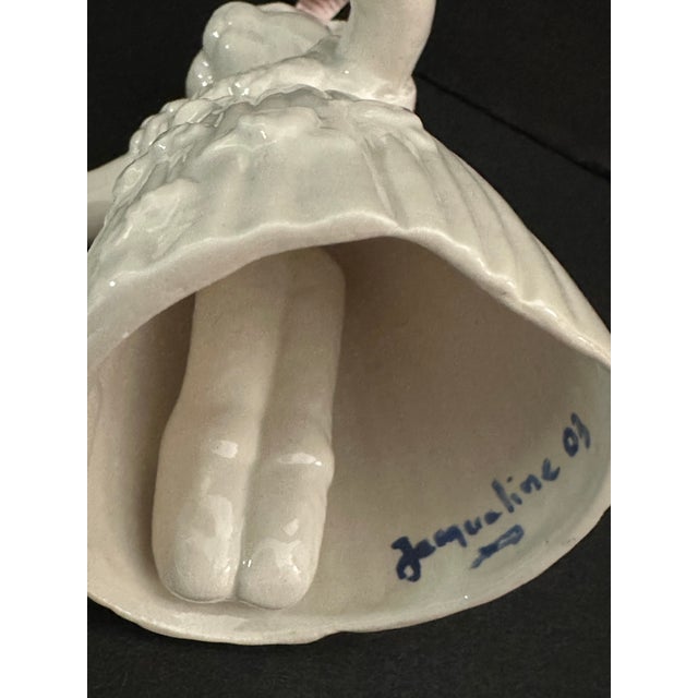 Figurative Vintage 2003 White Porcelain Cat/Kitten Ballerina Shaped Bell For Sale - Image 3 of 8