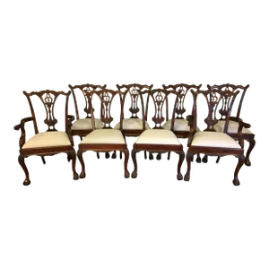 Mahogany Chippendale Ball and Claw Dining Chairs by Leighton Hall - Set of 8