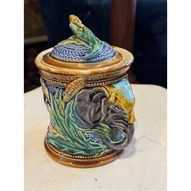 Antique Onnaing Majolica Tobacco Jar- Elephant Motif For Sale - Image 4 of 11