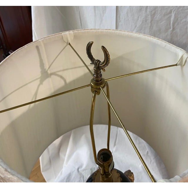 Metal Maitland Smith Vintage Black Marble Lamp With Maenad Figures. For Sale - Image 7 of 13