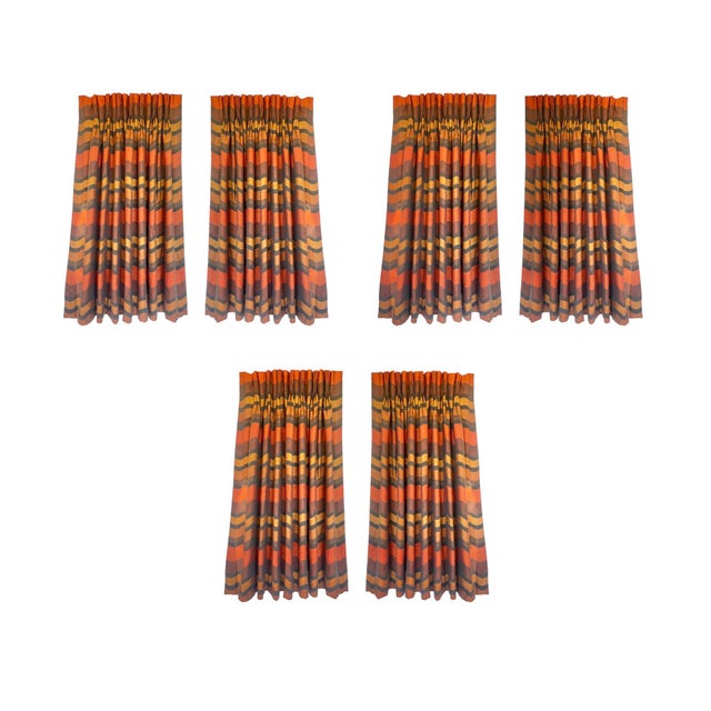 Textile 1960s Vintage Mid Century Modern Drapery Panels - Set of 6 For Sale - Image 7 of 7