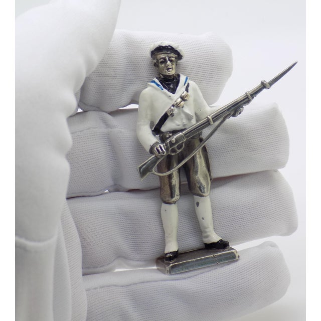 1970s Vintage Italian Genuine Silver 1911 Royal Navy Sailor Combat Rare Figurine Made in Milan For Sale - Image 5 of 13