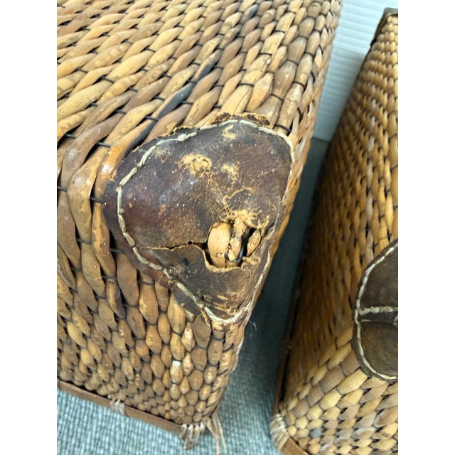 Brown Antique Woven Storage Boxes, Pair For Sale - Image 8 of 13
