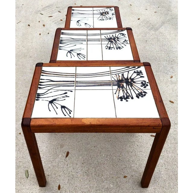 MCM Danish Nesting Tables Mobelfabrikken Toften Teak Tile For Sale - Image 9 of 12
