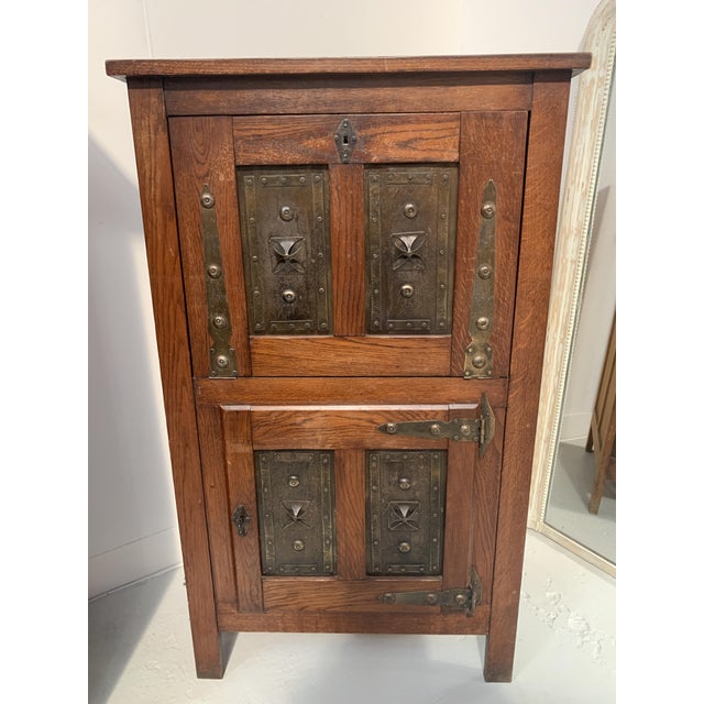 Secretaire in Natural Wood and Metal Plates For Sale - Image 9 of 9