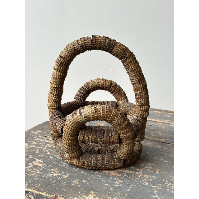 Brown Vintage Folk Art Bottle Cap Sculptural Basket, Circa 1930s-40s For Sale - Image 8 of 15