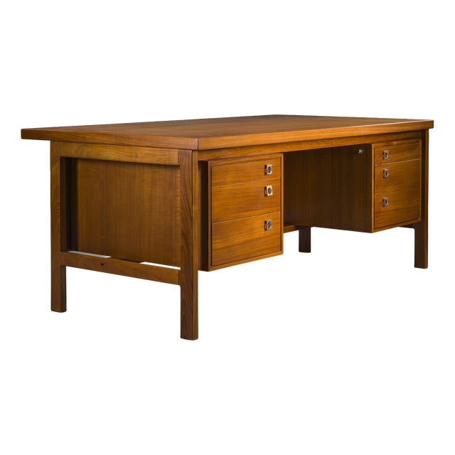 Danish Modern Executive Teak Desk by Arne Vodder for H.P. Hansen, 1960s For Sale