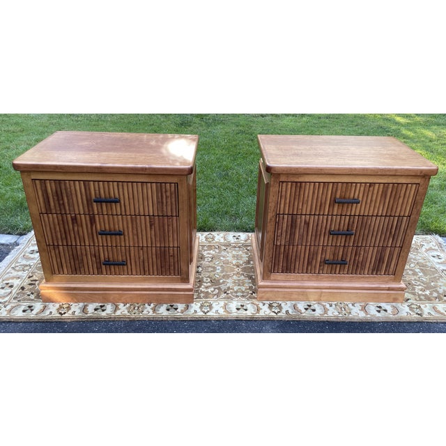 1990s Premium 3-Piece Fluted Maple Set - Credenza/Dresser & Pair of End Tables/Nightstands For Sale - Image 10 of 14