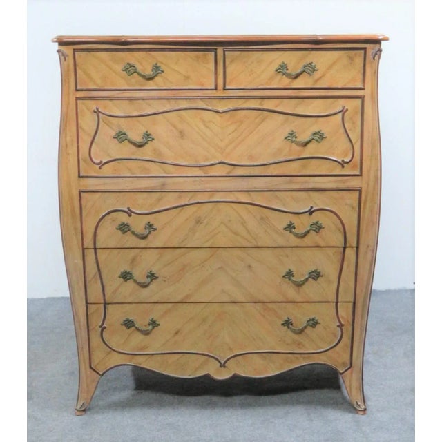 French Louis XV Custom Faux Painted Bombay Chest of Drawers For Sale - Image 3 of 10