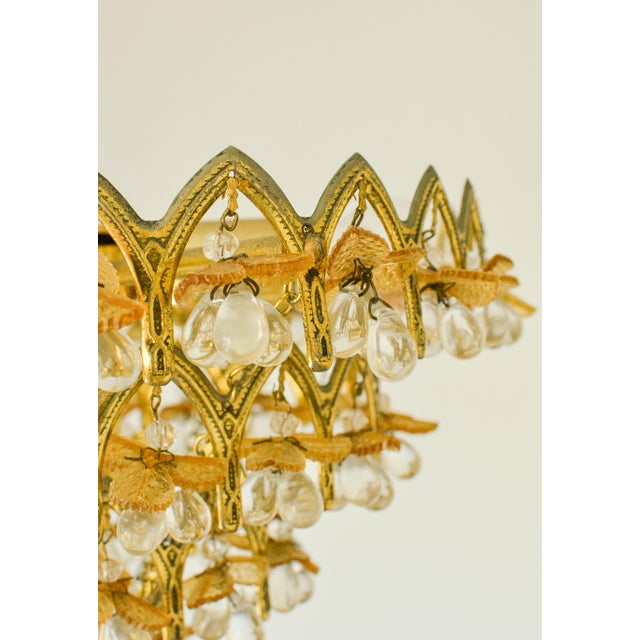 1960s Vintage Murano Glass Fruit Chandelier, 58 Drops, Gilt Metal, 4-Light, 1970s For Sale - Image 5 of 9