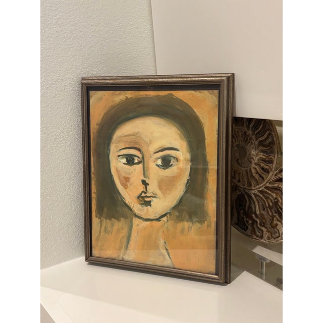 Mid-20th Century Framed French Parisian Female Portrait Painting For Sale - Image 4 of 16