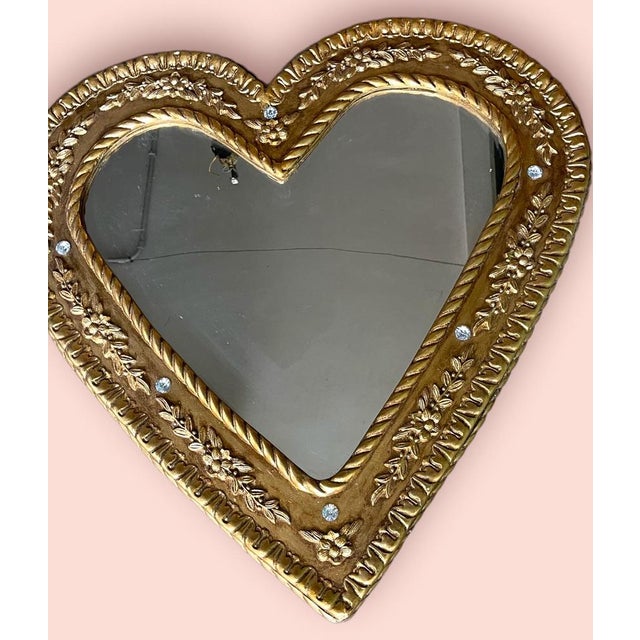 Gold Italian Gold Gilded Carved Wooden Mirror, 1980s For Sale - Image 8 of 10