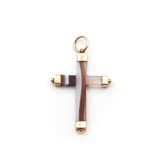 Victorian Agate Cross Pendant For Sale - Image 3 of 7