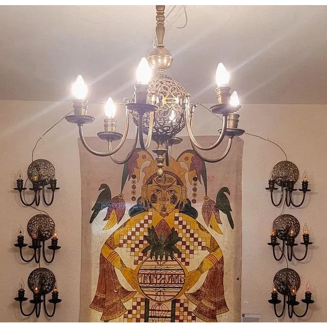 PRESENTING A STUNNING, HIGH QUALITY and UNIQUE Early 20th Century (Art Nouveau/Deco Era) Pierced Bronze Globe 6 Branch...