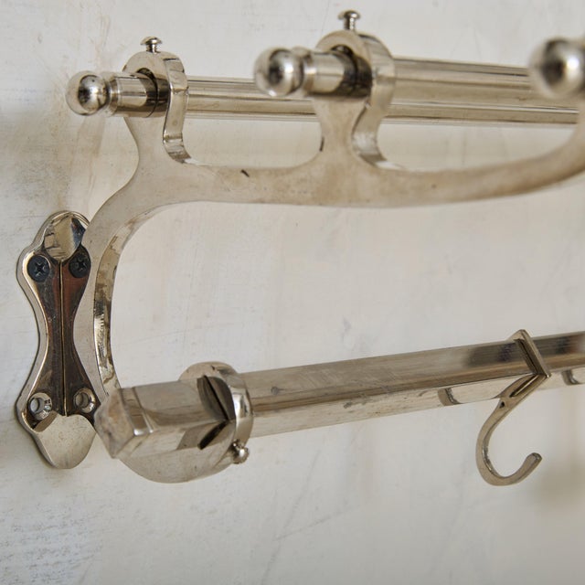 Metal Small French Chrome Wall-Mounted Coat Rack, 1970s For Sale - Image 7 of 9