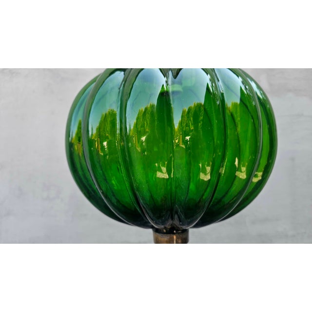 Art Deco Chandelier in Glass and Brass in Green, 1920s For Sale - Image 3 of 10