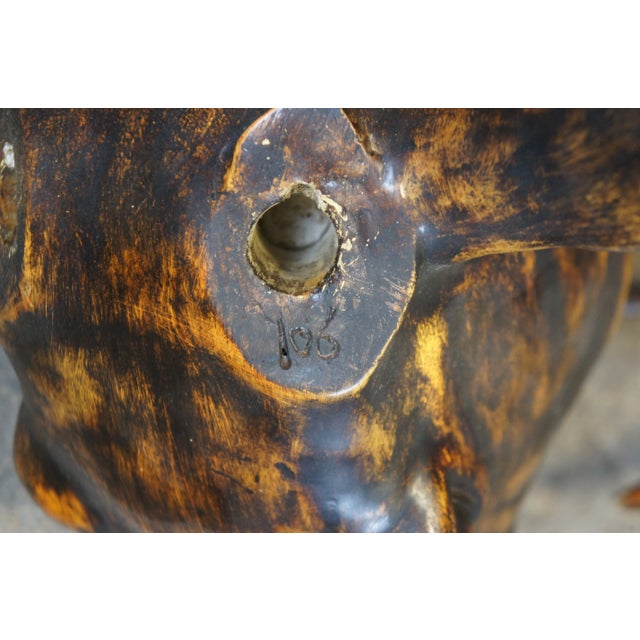 2 Faux Wood Deer Stag Buck Head Taxidermy Wall Mount Sculptures 43" For Sale - Image 10 of 12