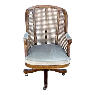 Vintage Faultless Doerner Cane Back Upholstered Office Chair For Sale