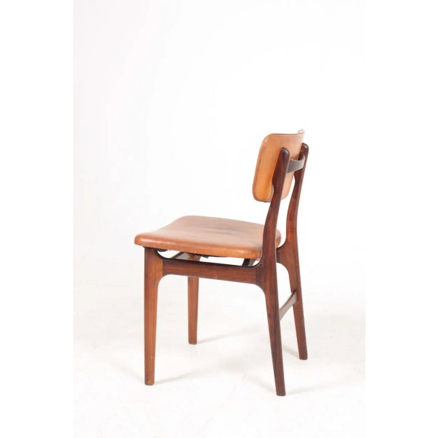 Mid-Century Side Chair in Rosewood and Patinated Leather by Gustav Bertelsen For Sale - Image 6 of 9