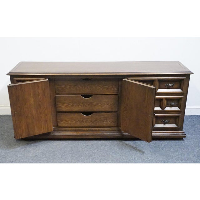 Century Furniture Solid Oak Spanish Mediterranean 76" Triple Door Dresser For Sale In Kansas City - Image 6 of 14