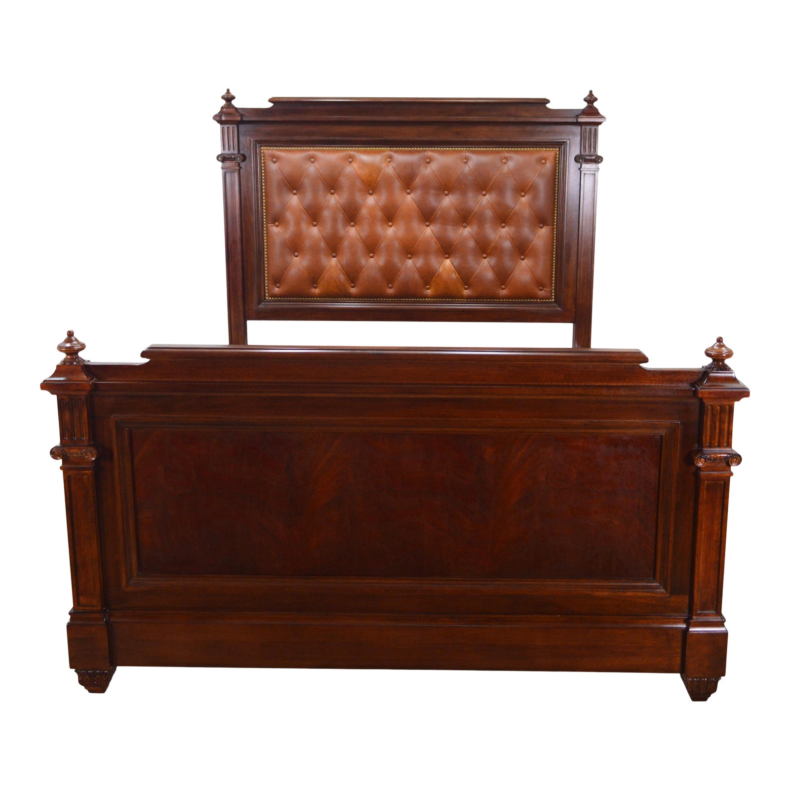 Ralph Lauren Mahogany Queen Leather Bed Frame Chairish