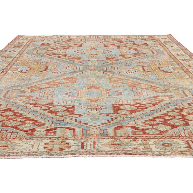 Rustic Antique Persian Karaja Heriz Rug, 06'09 X 10'01 For Sale - Image 3 of 10